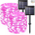 JMEXSUSS 2 Pack Valentine Solar Lights Outdoor, 33ft 100 LED Pink Solar String by JMEXSUSS