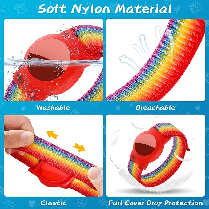 Waterproof Bracelet for Airtag Kids 2 Pack, Soft Nylon Hidden Air Tag Wristband - Image 5