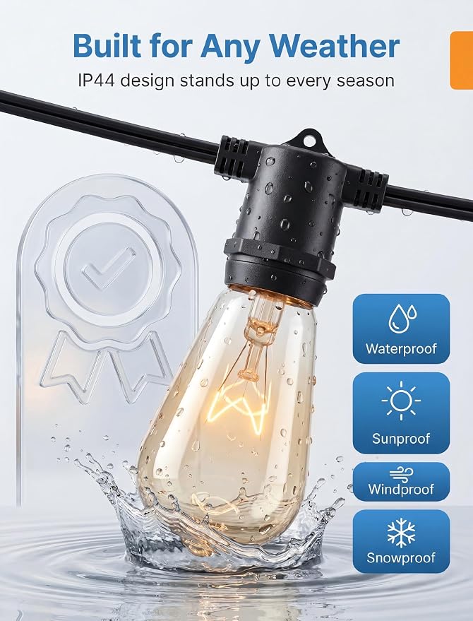 ST38 Edison Replacement Light Bulbs, 7W Clear Glass String Lights - Image 4