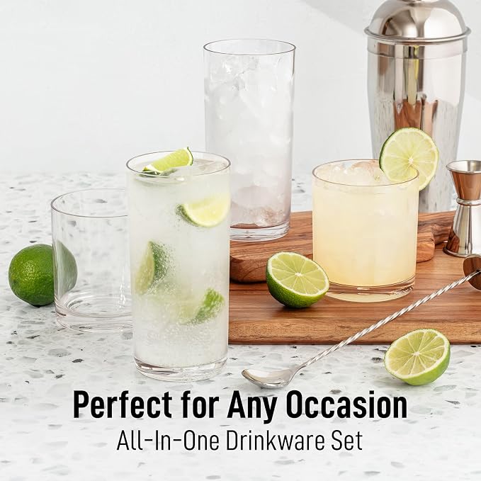 Zulay Kitchen Plastic Drinking Glasses – Mixed 16oz & 12oz Acrylic Shatterproof - Image 5