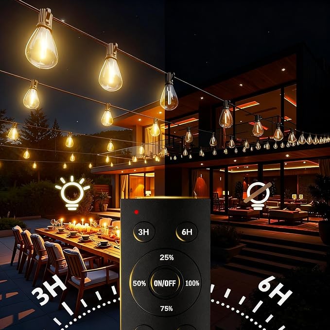 REEMEER 100FT LED Outdoor String Lights - Image 4