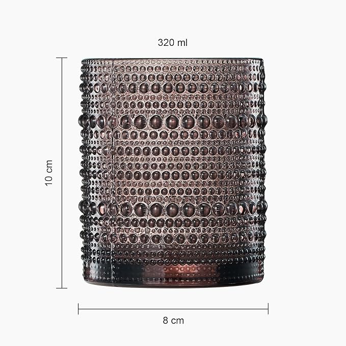 Khen Hobnail Beaded Highball Drinking Tumbler Glasses | Set of 6 | Color - Image 5