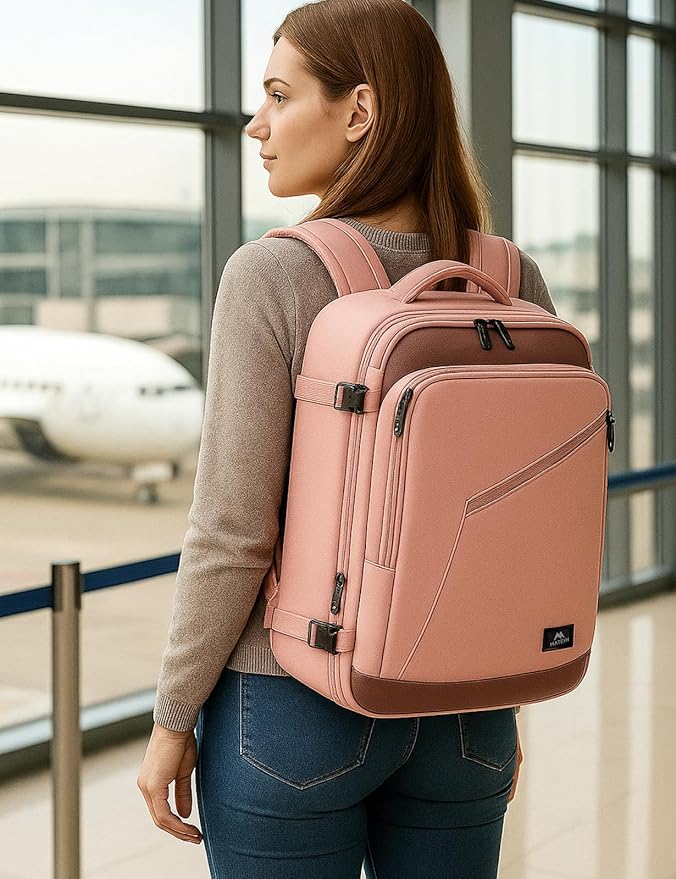 MATEIN Pink Travel Backpack for Women, 40L Water Resistant Carry on Backpack - Image 2