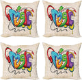 Ambesonne Music Throw Pillow Cushion Case Pack of 4, Illustration of Graffiti by Ambesonne