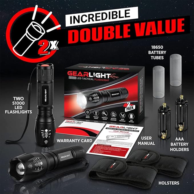 LED Flashlight High Lumens, Mini Tactical LED Flashlight 2 Pack, 5 Modes - Image 2