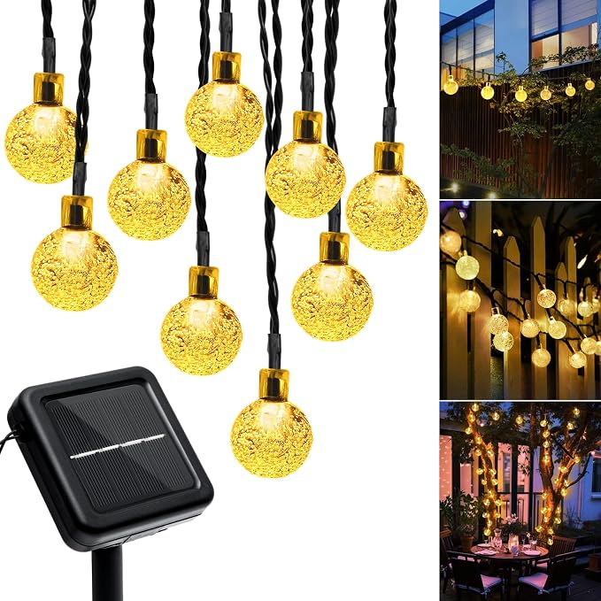 Outdoor Solar String Lights, 46FT 66LED 8Modes Crystal Solar Powered Christmas by Unknown