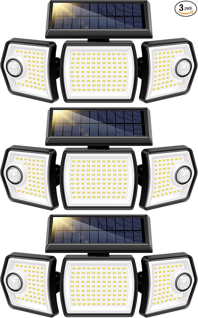 VIVOHOME Linkable Solar Flood Lights Outdoor, 2 Adjustable Motion Sensors by VIVOHOME