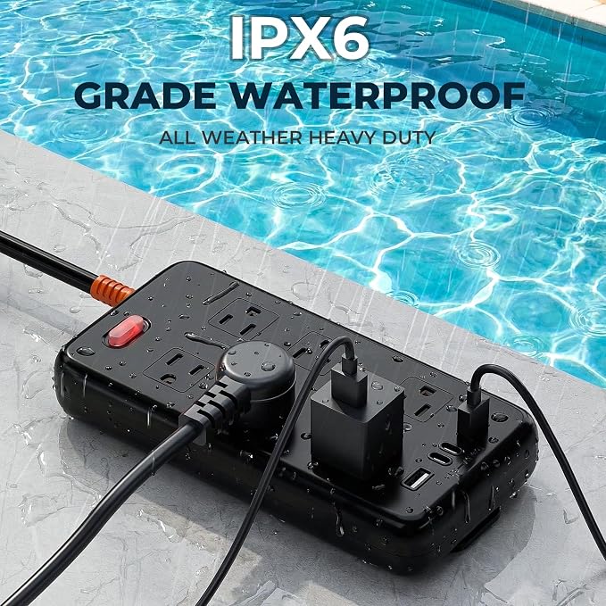 Outdoor Power Strip Weatherproof, IPX6 Waterproof Surge Protector - Image 2
