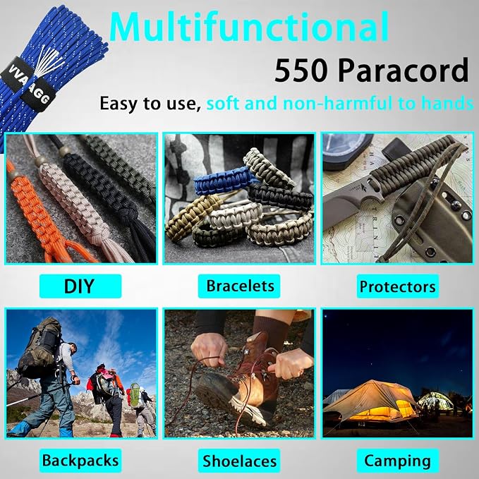 VVAAGG Reflective Paracord Rope 100FT, 7 Strand Nylon para Cord Lanyard Utility - Image 6