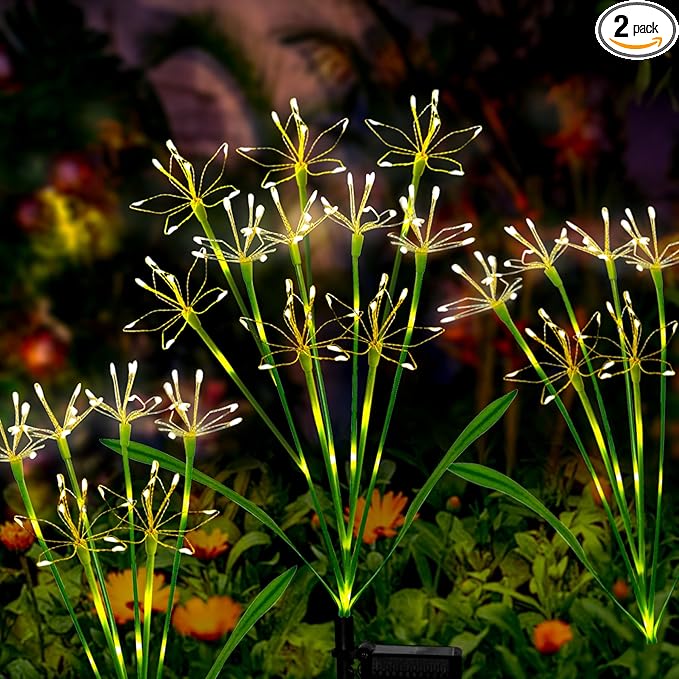 Solar Garden Lights Outdoor: Waterproof 2-Pack DIY Decorative Firework Lights by Unknown