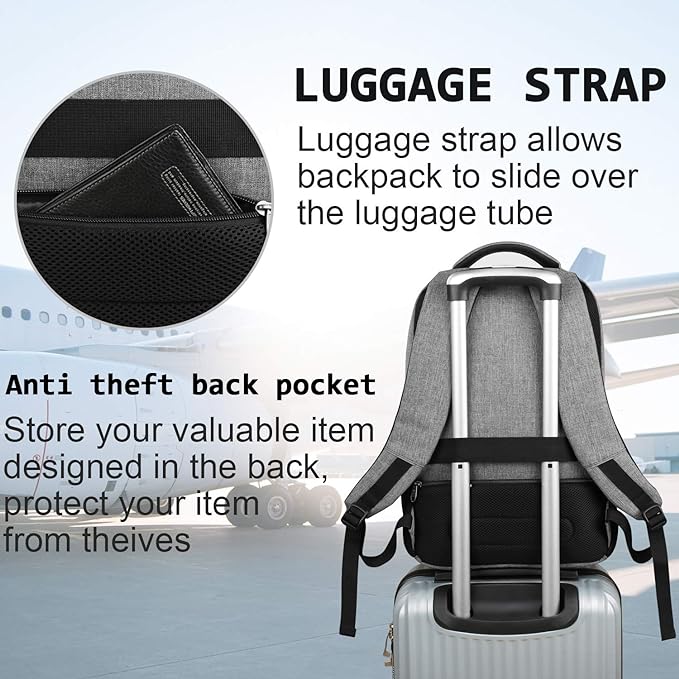 Volher Laptop Backpack, Business Travel Anti Theft Slim Durable Laptops Backpack - Image 6