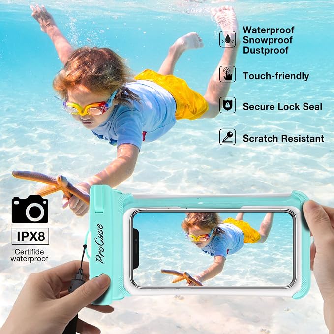ProCase 2 Pack Waterproof Phone Pouch, Underwater Phone Case Up to 7", Dry Bag - Image 3