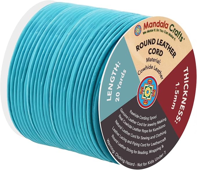 Mandala Crafts Round Genuine Turquoise Leather Cord by MandalaCrafts