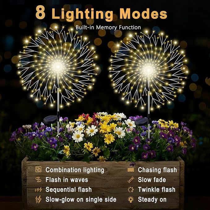210LED Solar Firework Lights, Waterproof Fairy Starburst Light - Image 3