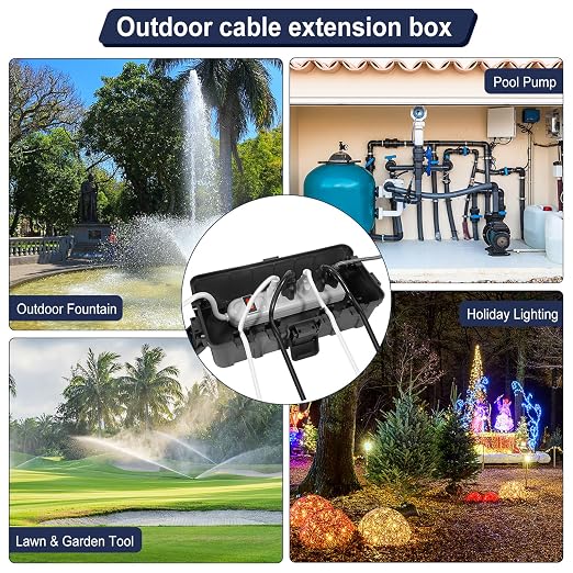Medium Outdoor Electrical Box, IP54 Waterproof Extension Cord Cover w/ 6 Cable - Image 7