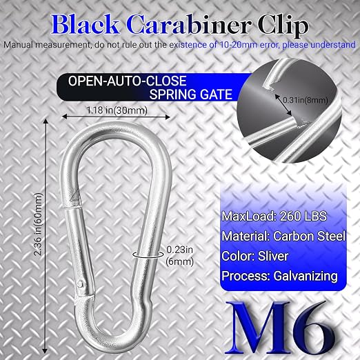 200 Pack 2.36" Heavy Duty Snap Hook Carabiners - Image 2