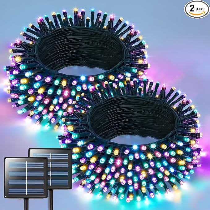 JMEXSUSS 2 Pack Solar String Lights Outdoor Waterproof, Total 400 LED 151FT by JMEXSUSS