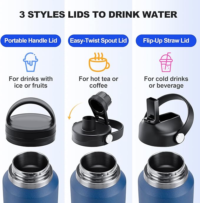 HYDROWION Water Bottle Stainless Steel, Vacuum Insulated Leak Proof Tumbler 32oz - Image 3
