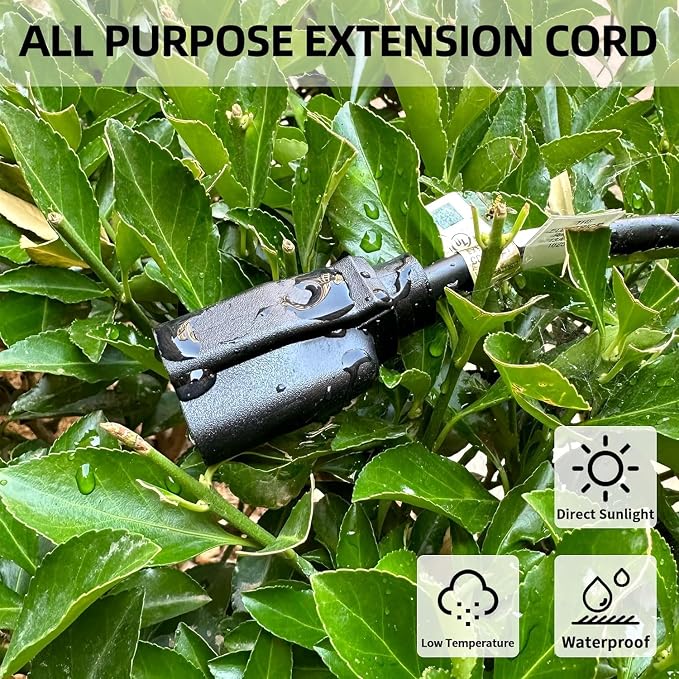 YOJOE Indoor Outdoor Extension Cord, 3 Prong 10A Weatherproof Power Cord - Image 3