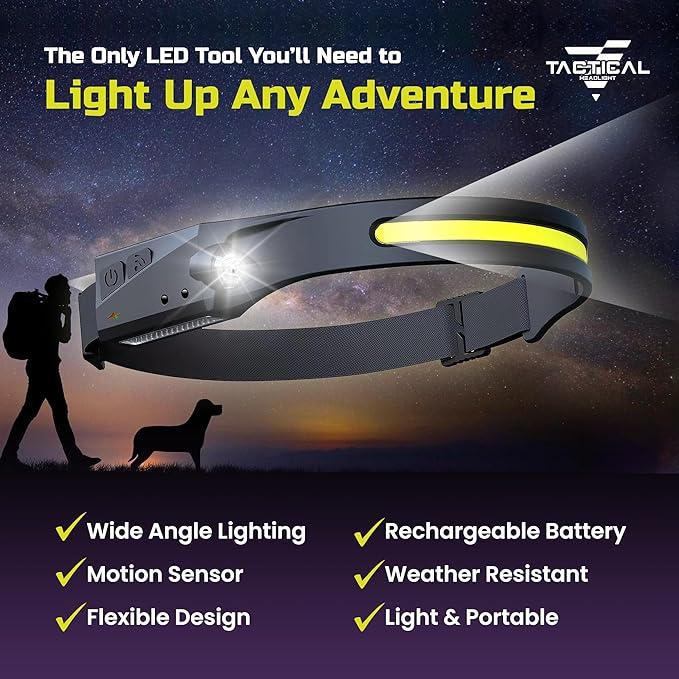 Tactical Headlight Rechargeable 230° Wide Beam LED Tactical Headlamp, - Image 2