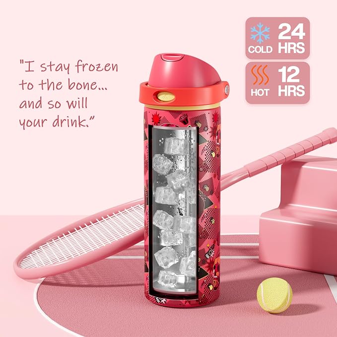 POWCAN 24 oz Insulated Skull Water Bottle: 2-in-1 Lid - Image 3