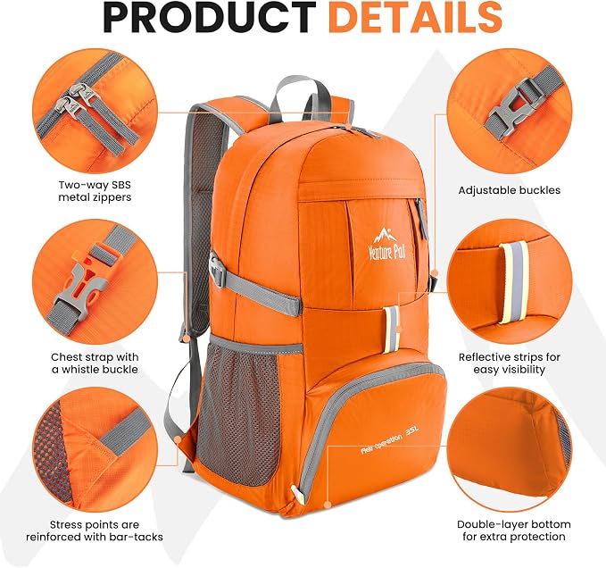Venture Pal 35L Ultralight Lightweight Packable Foldable Travel Camping Hiking - Image 3
