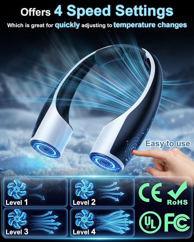 Rohent Portable Hands-Free Neck Fan - 4000mAh Battery - Image 4