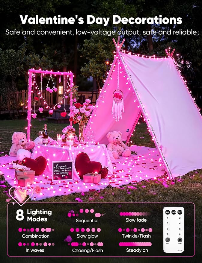 Minetom Globe String Lights, 33 Feet 100 Led Fairy Lights Plug in, 8 Modes - Image 6