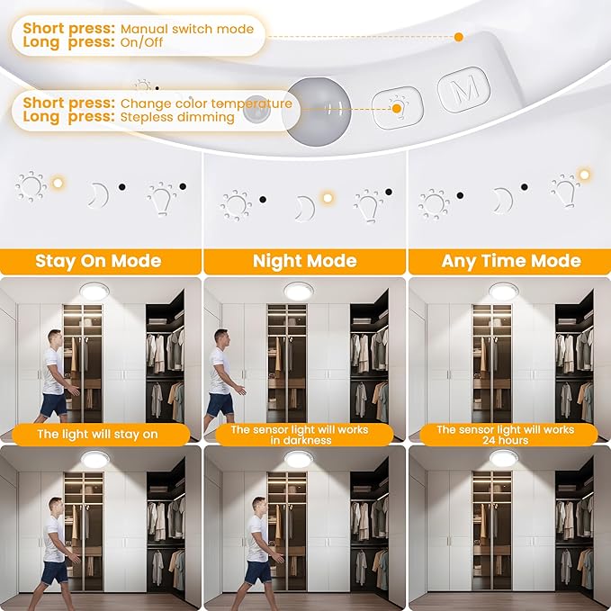 SunRider 4-Pack Rechargeable Motion Sensor LED Ceiling Light - Image 3