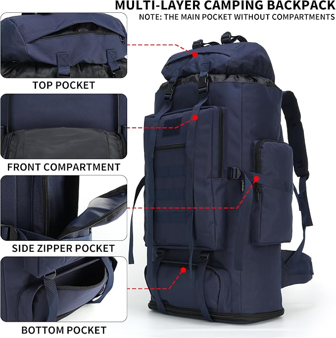 Hiking Backpack for Men 70L/100L Camping Backpack Military Rucksack Molle 3 - Image 3