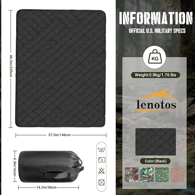 Lenotos Woobie Blanket, Thermal Insulated Military Poncho Liner, Water-Resistant - Image 2