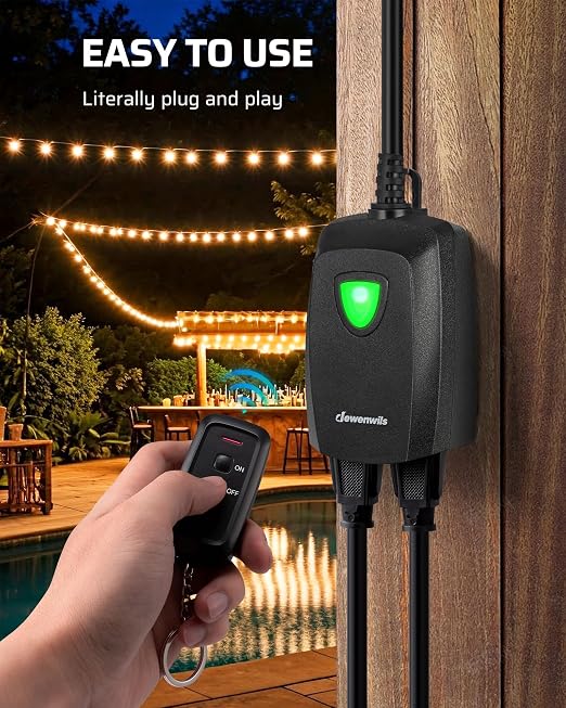 DEWENWILS Outdoor Wireless Remote Control Outlet Power Strip Weatherproof - Image 2