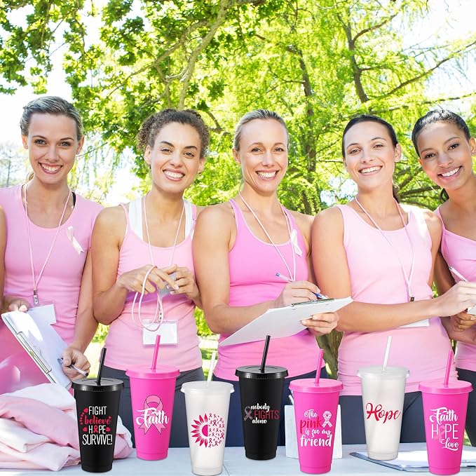 Willinglong 60 Pack Breast Cancer Awareness Gifts Plastic Cups - Image 5