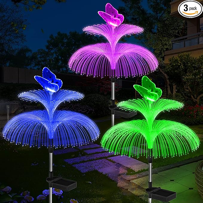 Weepong Solar Garden Lights Waterproof 3 Pack Solar Lights Outdoor Decorative 7 by Weepong