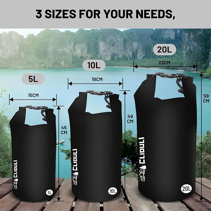 Waterproof Dry Bag, Roll Top Black Large Waterproof Backpack - Image 6