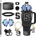 9PCS Black for Stanley Cup Accessories Set Bling Initials Bow Charms for by Unknown