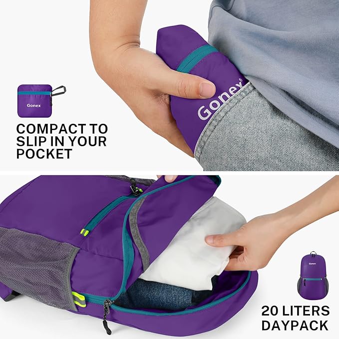 Gonex Ultra Lightweight Packable Backpack 20L Daypack Handy Foldable Camping - Image 4