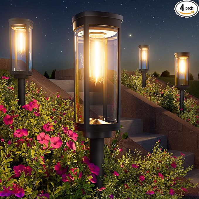 BITPOTT Solar Pathway Lights Outdoor, 4 Pack Bright Solar Powered Garden Lights by BITPOTT