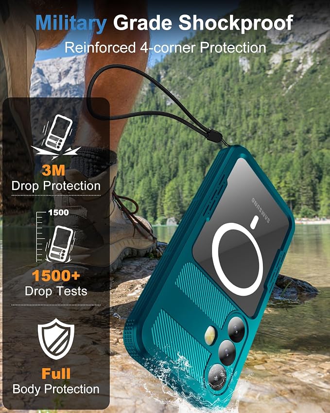 for Samsung Galaxy S25+ Plus Waterproof Case, Magnetic Heavy Duty Military - Image 4