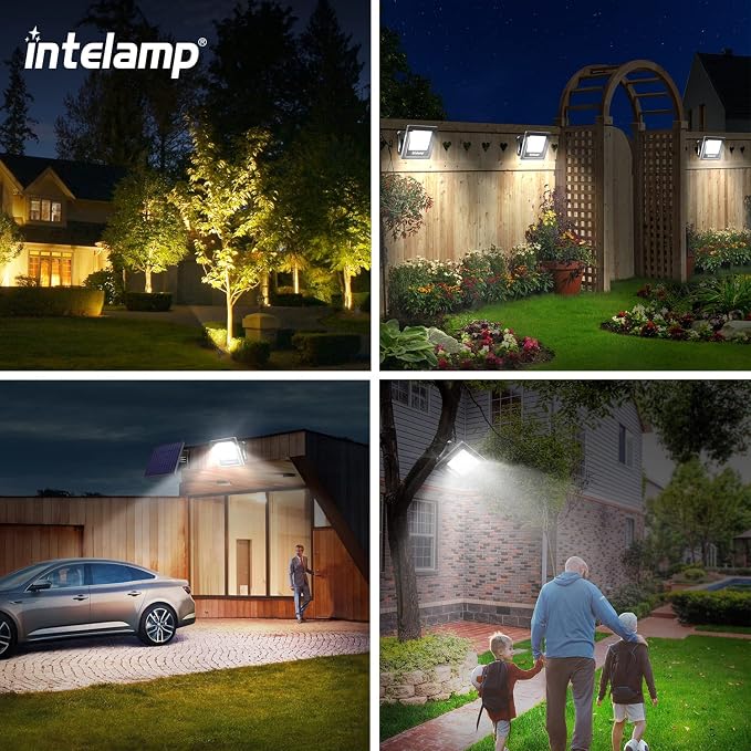 intelamp 4400mAh Solar Flood Lights, 2 Pack Outdoor Solar Security Light Dusk - Image 6
