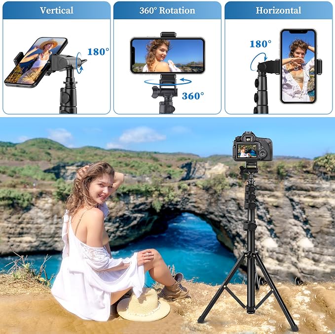 Nineigh Phone Tripod, Aluminum Alloy Selfie Stick Tripods, Compatible - Image 5