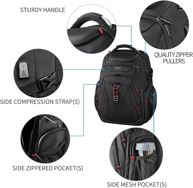 KROSER Travel Laptop Backpack 17.3 Inch XL Computer Backpack - Image 4