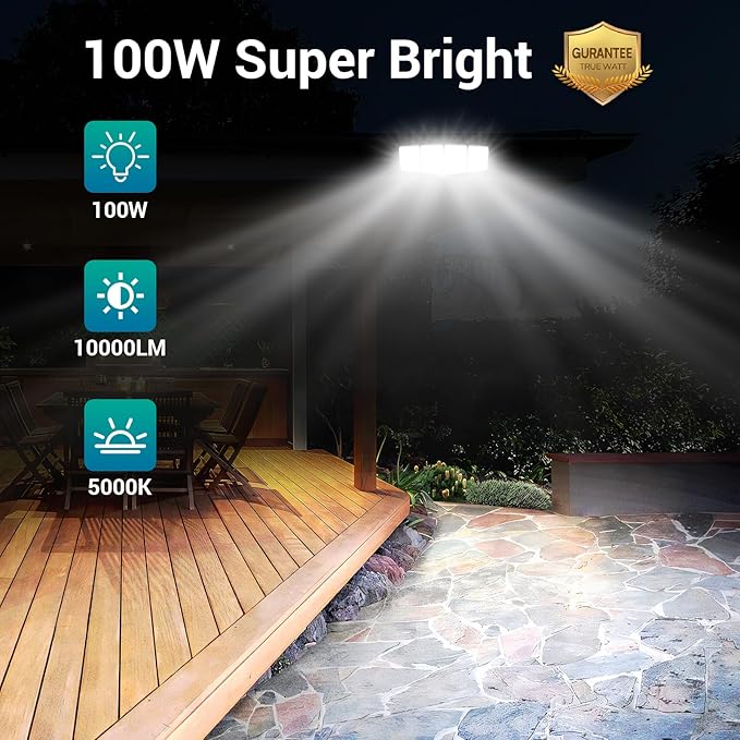 USTELLAR 100W LED Floods Light Outdoor, 10000LM Super Bright Flood Lights - Image 2