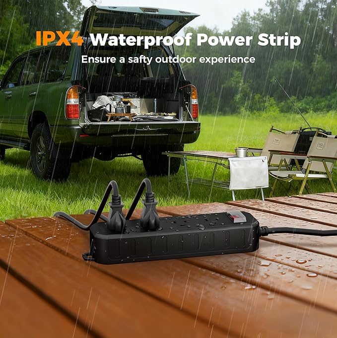 TESSAN Outdoor Power Strip Weatherproof, 6FT Extension Cord Waterproof - Image 2