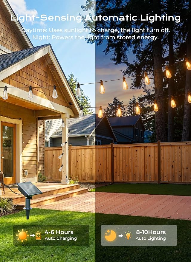 Brightown 58FT Solar String Lights Outdoor Waterproof - Image 4