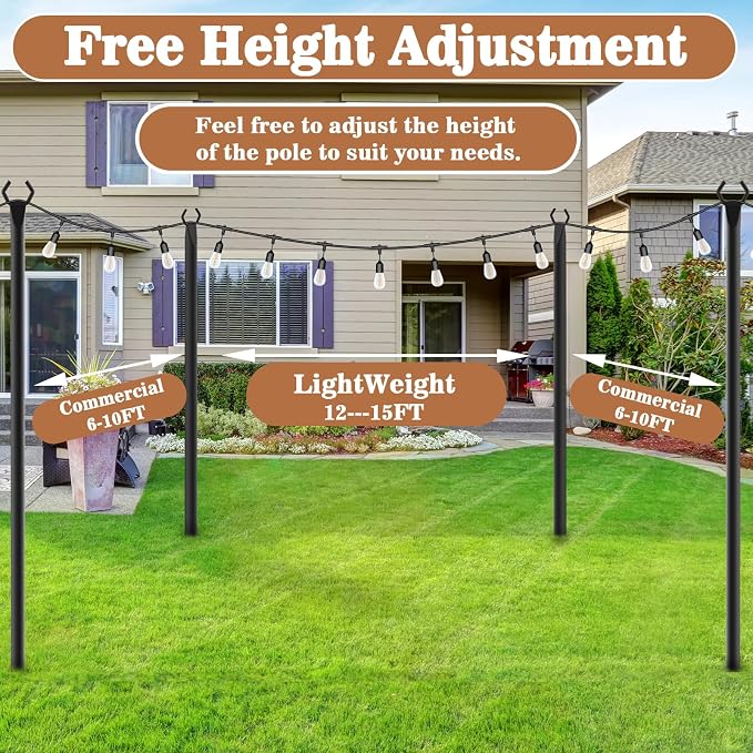 NUERPO 7 Pack String Light Poles, Metal Poles - Image 6