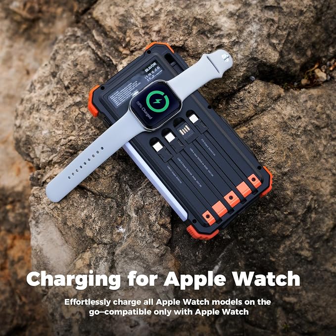 BLAVOR Solar Power Bank 20000mAh Built-in Cables, Wireless Charger - Image 4