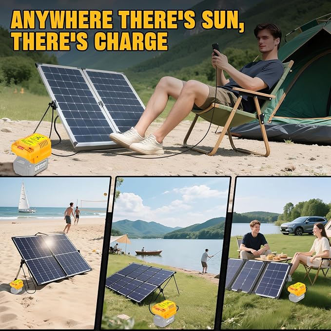 Solar Charger Adapter for Dewalt 20V/60V Battery, Outdoor Work - Image 4