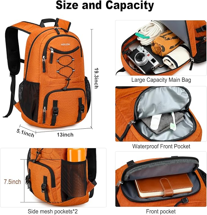 Nerlion Lightweight Foldable 35L Hiking Backpack Travel Backpack - Image 3