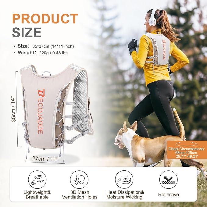 BECOJADDE Running Vest Hydration Backpack - Image 4